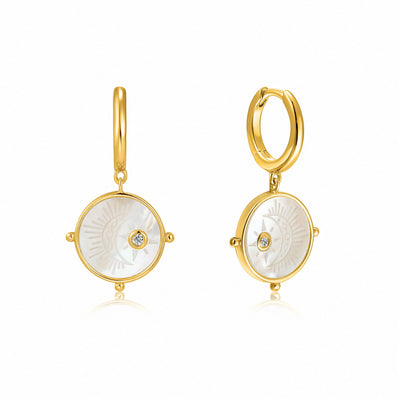 Ania Haie Sterling Silver & Gold Plated Moon Emblem Huggie Earrings