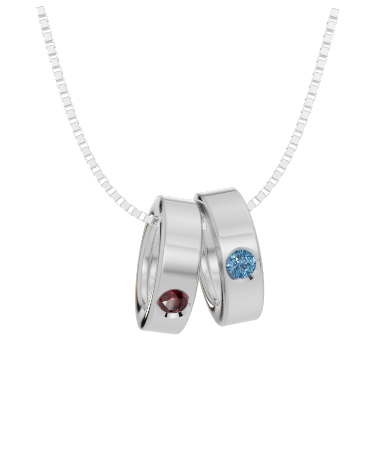 Personalised 2 Birthstones Ring Pendant Set