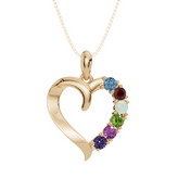 Personalised 6 Birthstone Heart Pendant