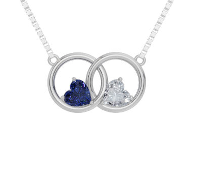 Personalised 2 Birthstones 45CM Double Circle Necklace