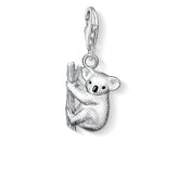 Silver koala charm on a white background