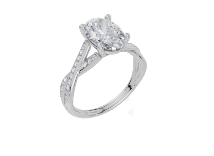 9ct White Gold Oval Cut 2.24 Carat tw of  Diamonds Ring