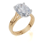 9ct Yellow Gold Oval Cut 4.00 Carat of Lab-Grown  Diamond Ring and 9ct Yellow Gold Lab-Grown Band