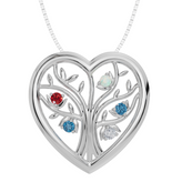 Personalised 5 Birthstones Heart Tree Pendant