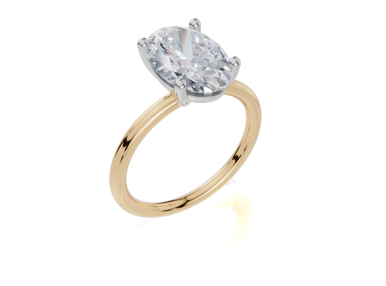 9ct Yellow Gold Oval Cut 3.00 Carat of Lab-Grown Diamond Ring