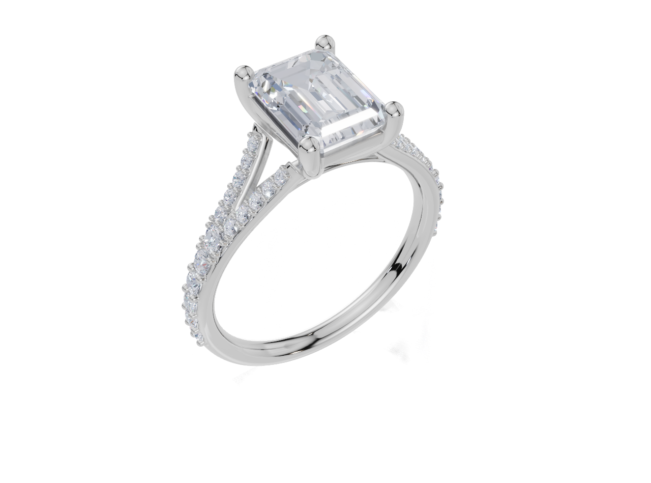18ct White Gold Emerald Cut 2.33 Carat tw of Lab-Grown Diamonds Ring