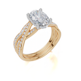 9ct Yellow Gold Oval Cut 1.82 Carat tw of Lab-Grown Diamonds Ring and 9ct Yellow Gold 0.30 Carat tw of Lab-Grown  Diamonds Band