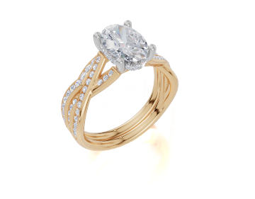 9ct Yellow Gold Oval Cut 1.82 Carat tw of Lab-Grown Diamonds Ring and 9ct Yellow Gold 0.30 Carat tw of Lab-Grown  Diamonds Band