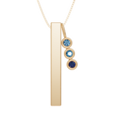 Personalised 3 Birthstones Bar Pendant Set