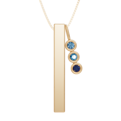 Personalised 3 Birthstones Bar Pendant Set
