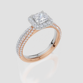 9ct Rose Gold Princess Cut 0.99 Carat tw of Lab-Grown Diamonds Ring and 9ct White Gold 0.36 Carat tw of Lab-Grown  Diamonds Band