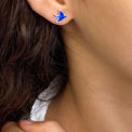 Sterling Silver Blue Enamel Bird Kids Stud Earrings