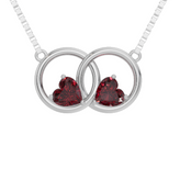 Personalised 2 Birthstones 45CM Double Circle Necklace