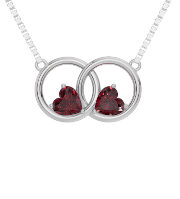 Personalised 2 Birthstones 45CM Double Circle Necklace