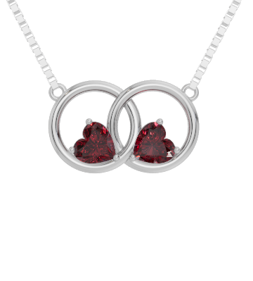 Personalised 2 Birthstones 45CM Double Circle Necklace