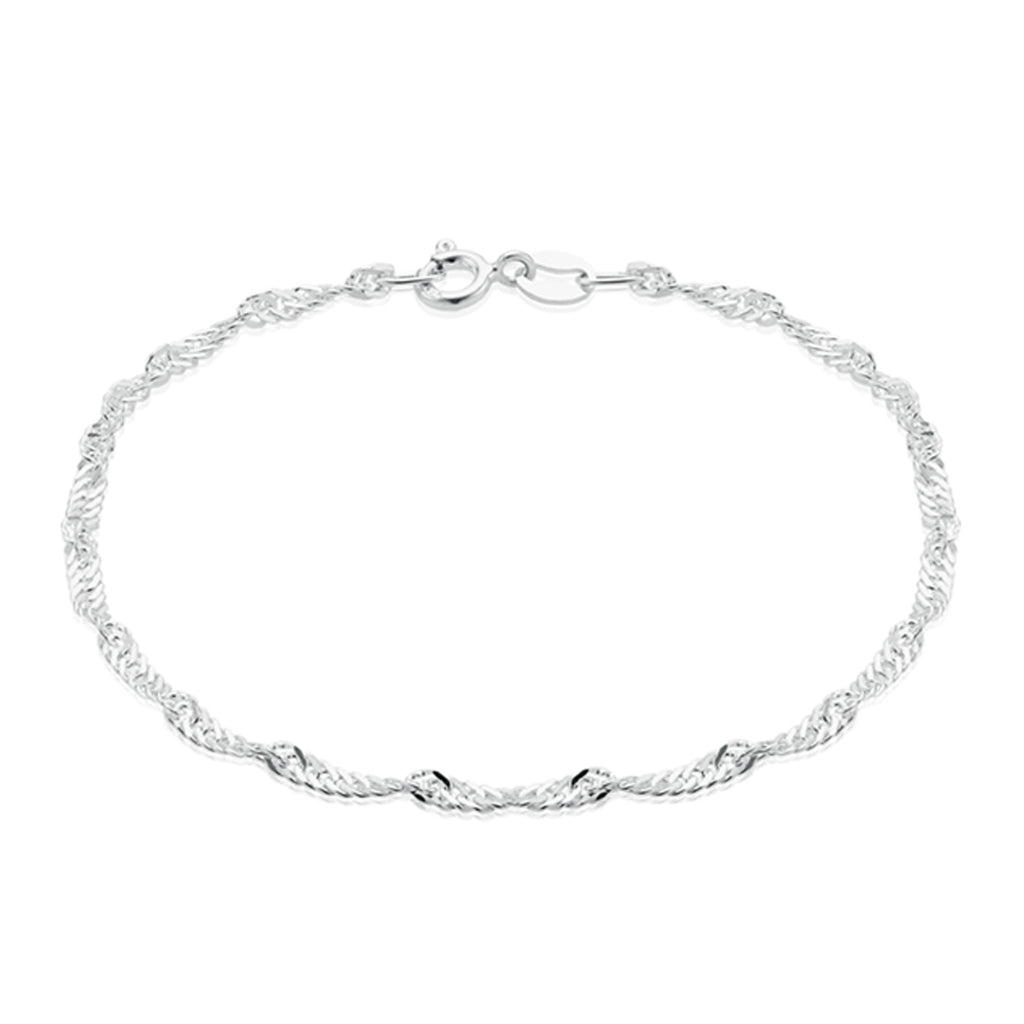 Sterling Silver 18.5cm Singapore Bracelet Zamels