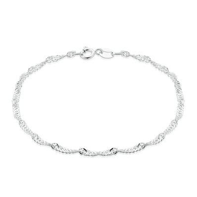 Sterling Silver 18.5cm Singapore Bracelet