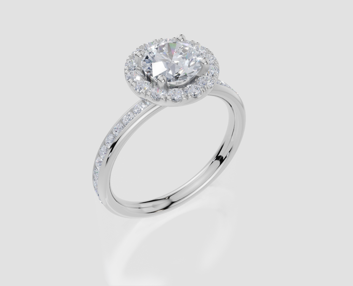 9ct White Gold Round Cut 1.59 Carat tw of  Diamonds Ring