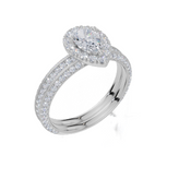 18ct White Gold Pear Cut 1.02 Carat tw of  Diamonds Ring and 18ct White Gold 0.36 Carat tw of   Diamonds Band
