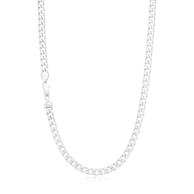Sterling Silver 55cm Curb Bevelled Chain