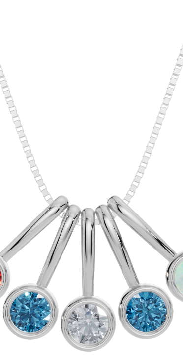 Personalised 5 Birthstones Pendant Set