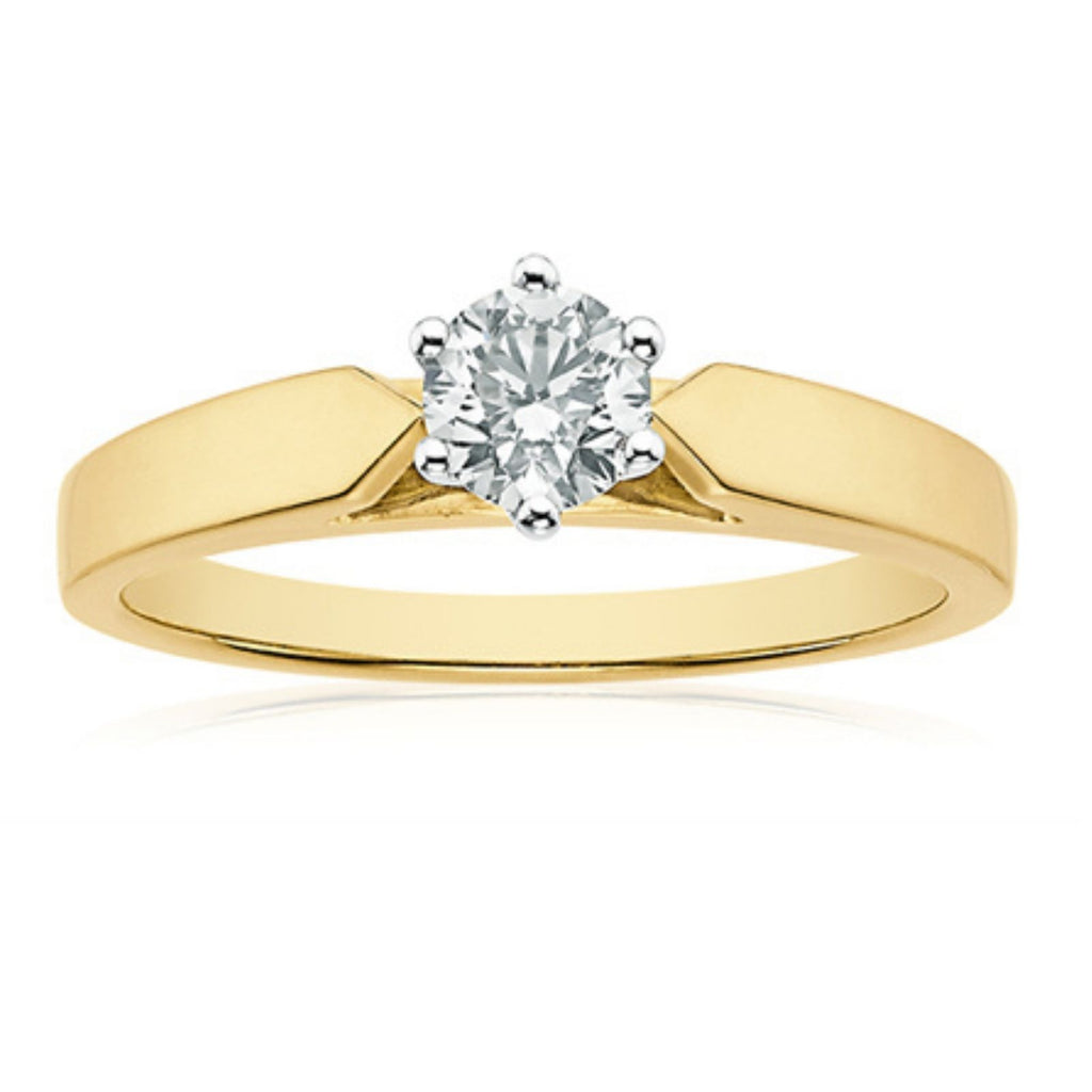 Solitaire 9ct Two Tone Gold Round Cut 0.50 Carat tw Diamond Ring – Zamels
