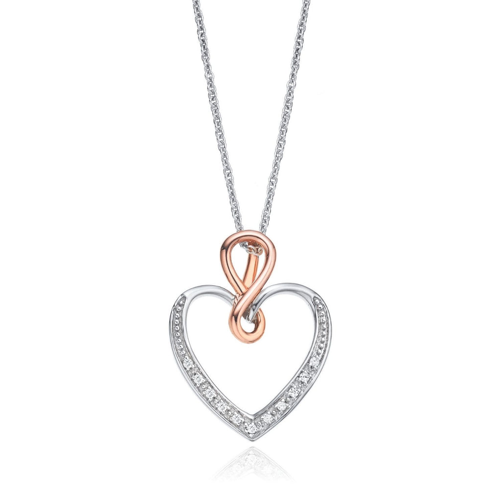 Sterling Silver & 9ct Rose Gold Heart Pendant