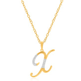 9ct Yellow Gold Round Brilliant Cut 0.06 Carat tw Diamond Pendant - Initial