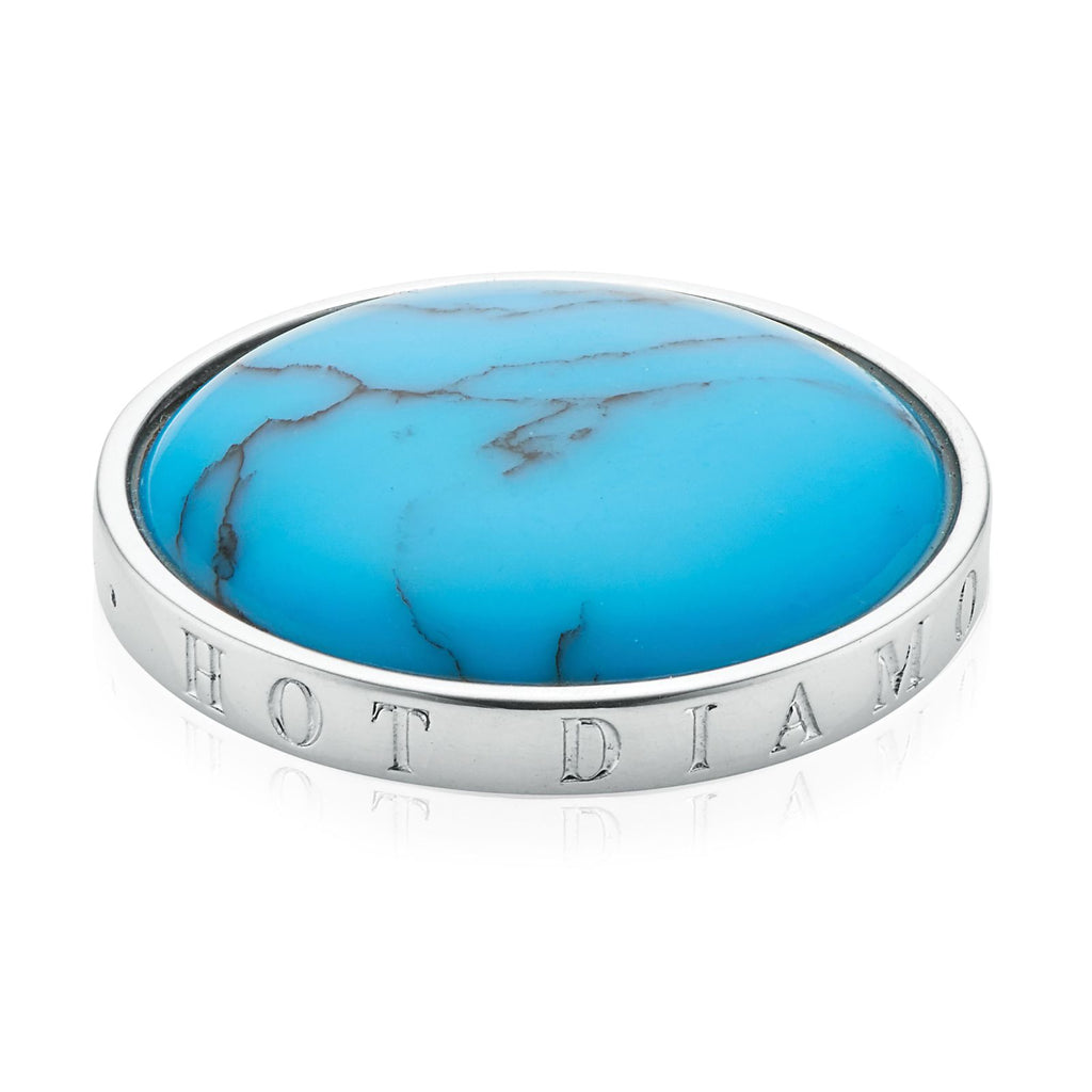 Emozioni Sterling Silver Created Turquise 25mm Coin Zamels