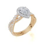 9ct Yellow Gold Pear Cut 1.22 Carat tw of  Diamonds Ring and 9ct Yellow Gold 0.28 Carat tw of   Diamonds Band
