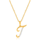9ct Yellow Gold Round Brilliant Cut 0.06 Carat tw Diamond Pendant - Initial