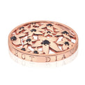Emozioni Rose Gold Plated Black Cubic Zirconia Flower 33mm Coin
