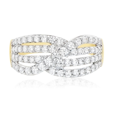 Hush 9ct Yellow Gold Round Cut 1.50 Carat tw Diamond Simulants Ring