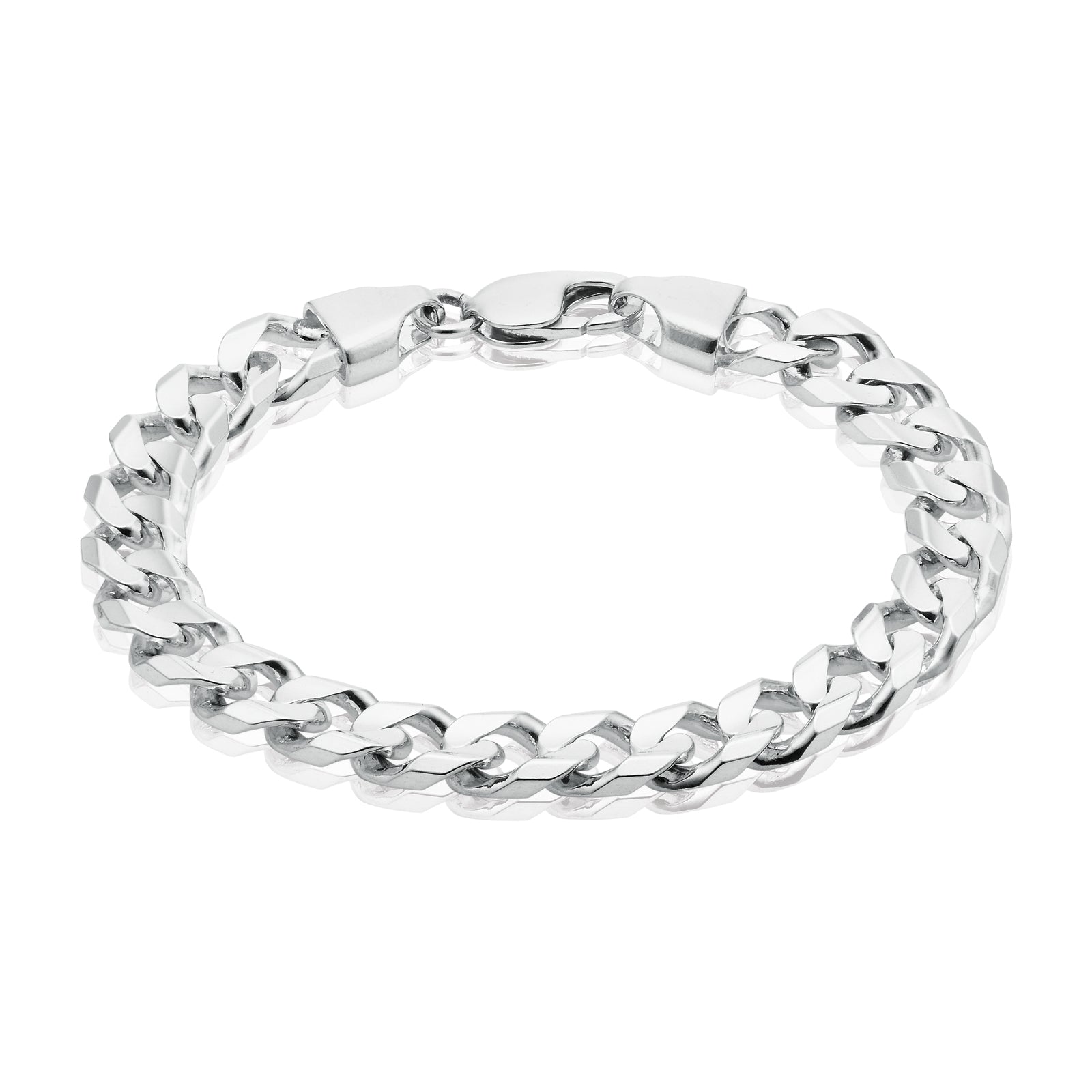 Sterling Silver 23cm Bevdicut Curb 300 Gauge Bracelet