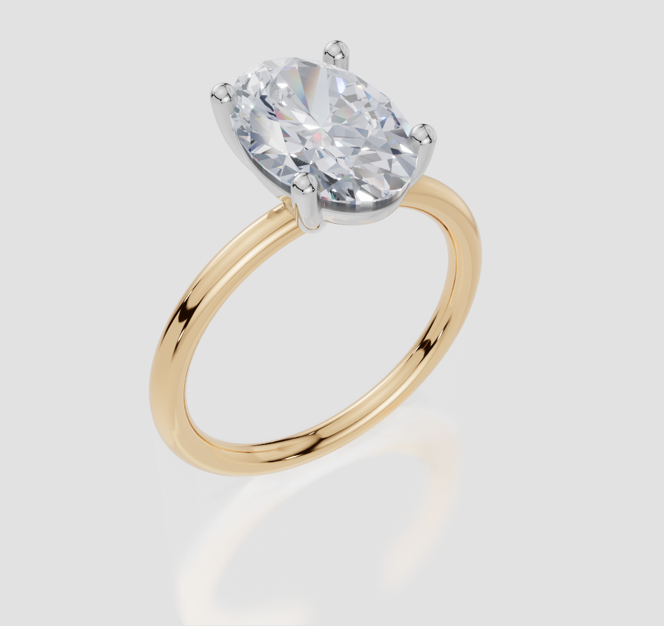 9ct Yellow Gold Oval Cut 3.00 Carat of Lab-Grown Diamond Ring
