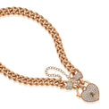 9ct Rose Gold Silver Filled Cubic Zirconia Heart Padlock Bracelet