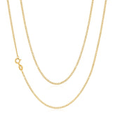 Gold chain necklace on a white background