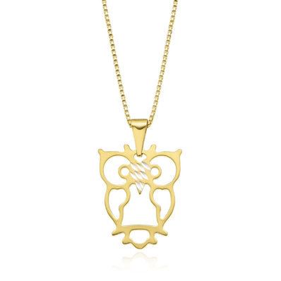 9ct Yellow Gold Silver Filled Owl Pendant