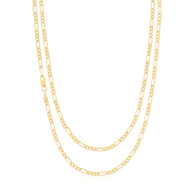 9ct Yellow Gold Silver Filled 55cm Figaro Chain