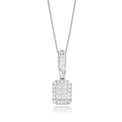 New York 14ct White Gold Round & Princess Cut 0.75 Carat tw Diamond Pendant