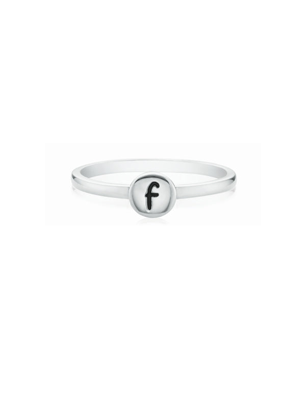 Sterling Silver Enamel Initial F Fashion Ring