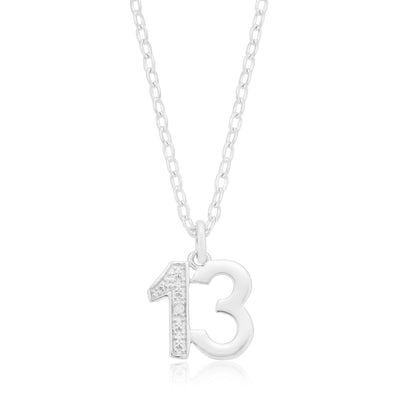 Sterling Silver Diamond Set 13 Pendant