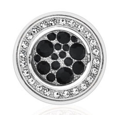 Emozioni Sterling Silver Plated Black Cubic Zirconia Quattro 33mm Coin