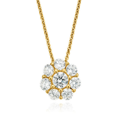 9ct Yellow Gold Silver Filled White Cubic Zirconia Cluster Pendant