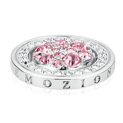 Emozioni Sterling Silver Plated Pink and White Cubic Zirconia Quattro 33mm Coin