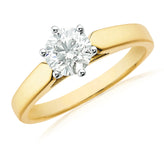 18ct Yellow and White Gold Round Brilliant Cut 1.00 Carat tw Diamond Ring