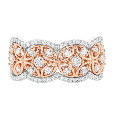 Paris 14ct Rose and White Gold Round Cut 0.75 Carat tw Diamond Ring