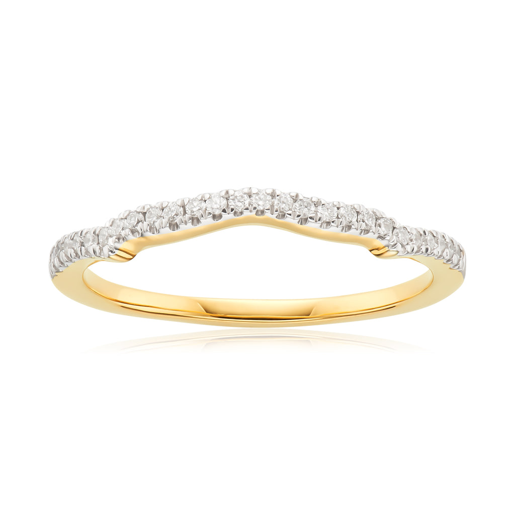 Paris 14ct Yellow Gold Round Brilliant Cut with 0.14 CARAT tw of Diamonds Ring