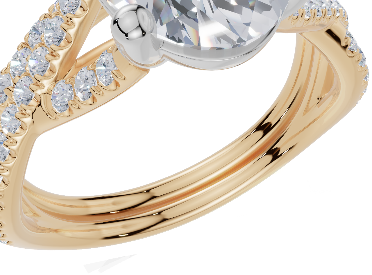 18ct Yellow Gold Oval Cut 2.30 Carat tw of Lab-Grown Diamonds Ring and 18ct Yellow Gold 0.28 Carat tw of Lab-Grown  Diamonds Band