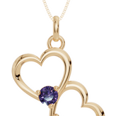 Personalised 2 Birthstones Double Heart Pendant